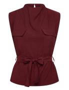 Blouse With Draped Neck And Belt Red Mango