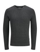 Jjeemil Knit Cable Crew Neck Noos Grey Jack & J S