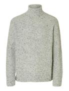 Slhland Ls Knit Relaxed Roll Neck Grey Selected