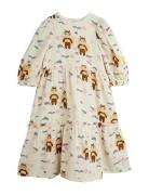 Muslin Bee Aop Woven Puff Sleeve Dress Cream Mini Rodini