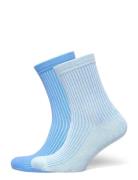 Core Rib Contrast Socks 2-Pack Blue Organic Basics