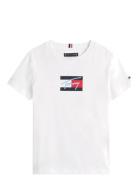 Tommy Script Flag Print Tee Ss White Tommy Hilfiger