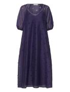 1608 Organza, Puff Sleeve Long Dres Purple STINE GOYA