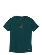 T-Shirt Chest And Backprint Green Indian Blue Jeans