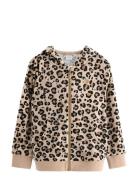 Hoodjacket Velour Aop Leo Beige Lindex