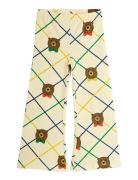 Bear Check Aop Flared Trousers Cream Mini Rodini