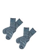 2-Pack Melange Socks Blue FUB