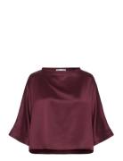 Thea Satin Tee Burgundy Ahlvar Gallery