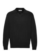 Slhdry Ls Knit Relaxed Open Polo Black Selected