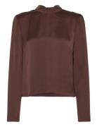 Satin Drapy Back Top Brown ROTATE Birger Christensen