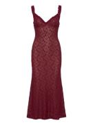 Alegra Stretch Lace Midi Dress Burgundy Bardot