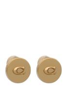 Coach Signature C Disc Stud Earrings Gold Coach Accessories