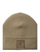 Emblem Patch Fine Rib Beanie Beige Calvin Klein