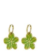Calista Enamel Green/Gold Green Bud To Rose