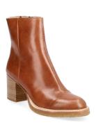 Bootie - Block Heel - With Zippe Brown ANGULUS