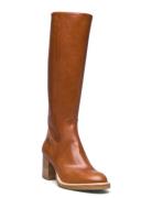 Bootie - Block Heel - With Zippe Brown ANGULUS