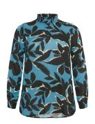 Kcami Ls Blouse Printed Blue Kaffe Curve