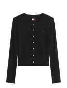 Tjw Pointelle Crew Neck Cardigan Black Tommy Jeans