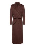 Kira Vegan Suede Trench Coat Brown Bardot