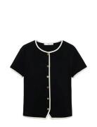 Cotton T-Shirt With Contrasting Trim Black Mango