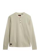 Waffle Long Sleeve Henley Top Cream Superdry