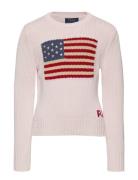 Flag Cotton Crewneck Sweater Pink Ralph Lauren Kids
