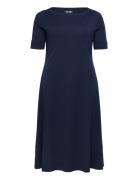 Rib-Knit Stretch Cotton Midi Dress Navy Lauren Women