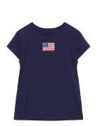 Flag-Appliqué Cotton Jersey Tee Navy Ralph Lauren Kids