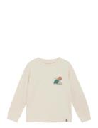 T-Shirt Longsleeve Chest Print Cream Daily 7