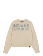Knitted Sweater Text Cream Indian Blue Jeans