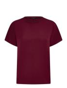 Crepe Light Crew Neck Top Burgundy French Connection