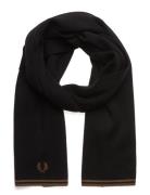 Twin Tipped Merino Wool Scarf Black Fred Perry