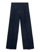 Wide-Leg Denim Trousers With Belt Loops Navy Mango