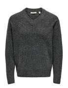 Onsmove Rlx Brushed V-Neck Knit Grey ONLY & SONS