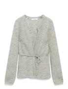 Slfsia Ras Ls Knit Belt Cardigan Grey Selected