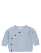 Merino Baby Cross-Over Cardigan In Garter Stitch Blue Copenhagen Color...