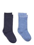 2 Pack Ribbed Socks Blue Mango