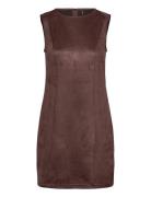 Vmbella Faux Suede Sl Short Dress Jrs Ex Brown Vero Moda