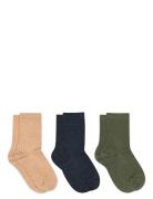 Wool Rib Socks - 3-Pack Beige Mp Denmark