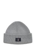 Cotton Blend Ribbed Beanie Grey GANT