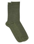 Fine Wool Rib Socks Green Mp Denmark