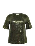 Kcmirana Sequin Blouse Green Kaffe Curve
