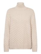 Cable Knit Mock Neck Cream GANT