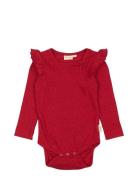 Body L/S Frill Modal Heart Red Petit Piao