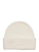 Embossed C Knit Beanie Cream Coach Accessories