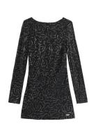 Tjw Metallic Aop Mini Ls Dress Black Tommy Jeans