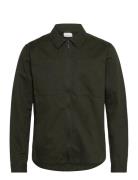 Twill Zip Overshirt Khaki Knowledge Cotton Apparel