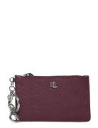 Crosshatch Leather Zip Card Case Burgundy Lauren Ralph Lauren