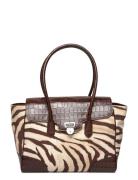 Zebra-Print Canvas Large Tanner Satchel Brown Lauren Ralph Lauren