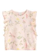 Top Ss Flounces Aop Pink Lindex